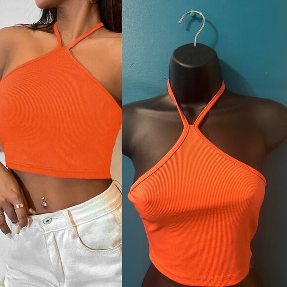 5 for $20 tops sale!! Tie Back Crop Halter Top - Picture 1 of 3